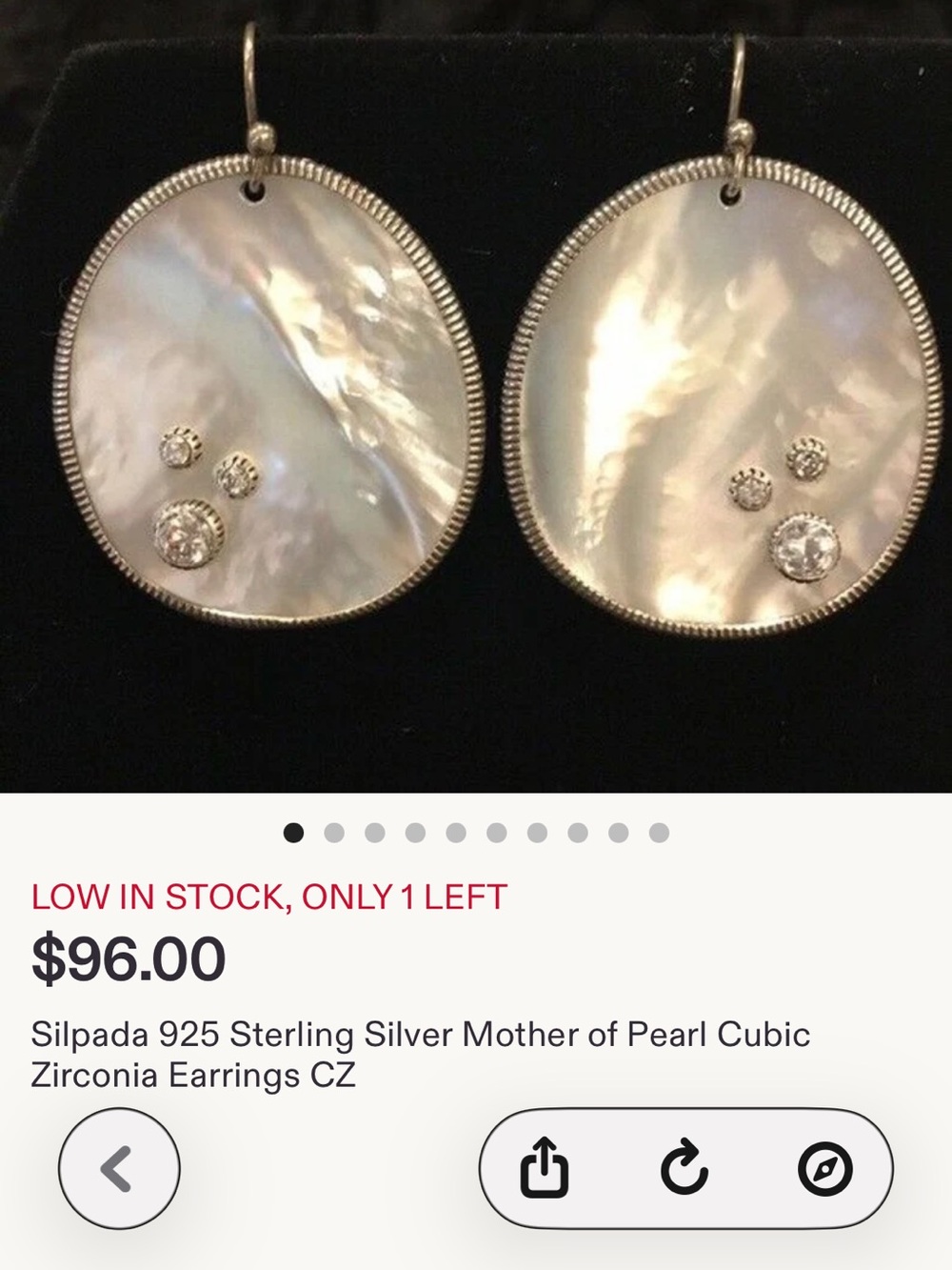 Silpada Mother-of-Pearl Drop Earrings with Clear Crystal Accents - White - Picture 5 of 5